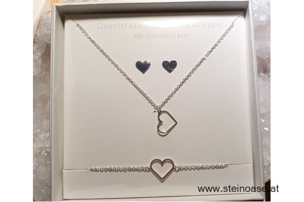 4 tlg. Schmuck-Set Herz 'silber'